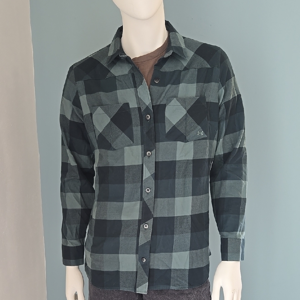 Under Armour Loose Fit Men's Green Plaid Shirt